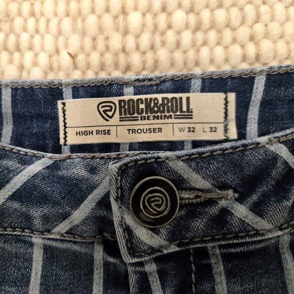 UNISEX ROCK AND ROLL DENIM HIGH RISE JEANS 32X32 - Picture 8 of 9